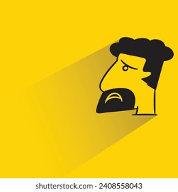 sad man character with shadow on yellow background