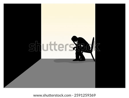 Sad man in the corner: depressed symptom with feeling alone all the time