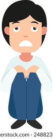 Sad man crying illustration vector