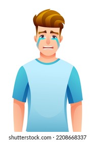 Sad man crying vector illustration