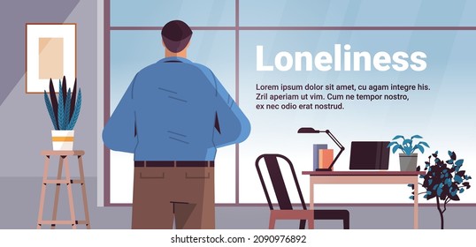 sad man depressed guy standing in front of window loneliness and isolation depressive disorder problem mental health diseases