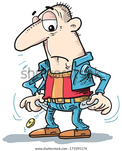 Sad Man Empty Pockets Stock Vector (Royalty Free) 171095174