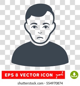 Sad Man EPS vector pictograph. Illustration style is flat iconic smooth blue symbol on chess transparent background.