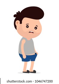 Sad man with erectile dysfunction looks into the panties.Vector flat cartoon character illustration icon. Isolated on white background.Intimate problem concept