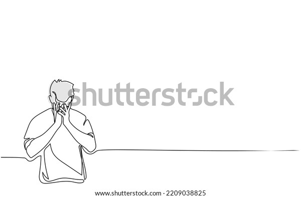 Sad Man Hands On His Face Stock Vector (Royalty Free) 2209038825 ...