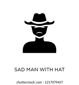 Sad man with hat icon. Sad man with hat symbol design from People collection. Simple element vector illustration on white background.