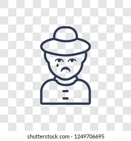 Sad man with hat icon. Trendy linear Sad man with hat logo concept on transparent background from People collection