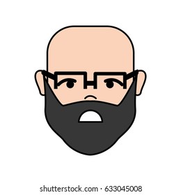 sad man head and face with glasses