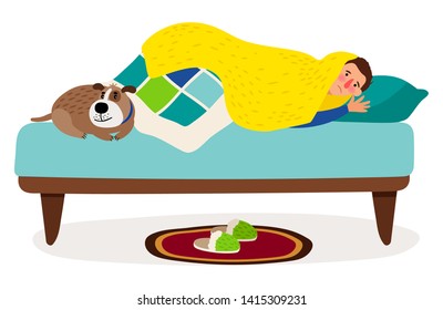 203 Boy dog laying on bed Images, Stock Photos & Vectors | Shutterstock