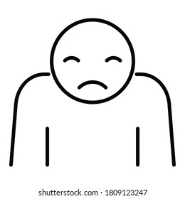 Sad man icon. Outline sad man vector icon for web design isolated on white background