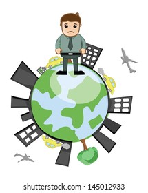 Sad Man on Earth - Vector Concept