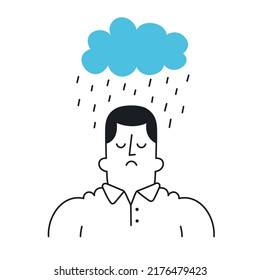 Sad Man Raincloud Above His Head Stock Vector (Royalty Free) 2176479423 ...