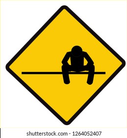 Sad man sign, caution road symbol sign and traffic symbol design concept, vector illustration.