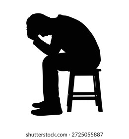 Vector de la silueta del hombre triste, experimentando dolor y estrés