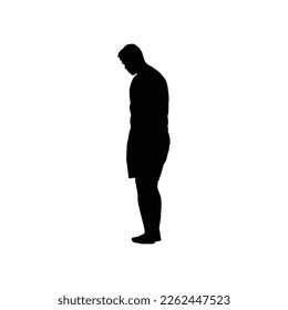 Sad man silhouette vector, icon 