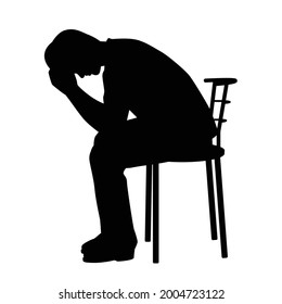 Sad Man Silhouette Vector On White Background