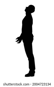 Vector de silueta de hombre triste sobre fondo blanco