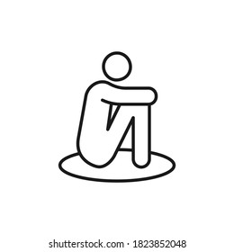 Sad man sitting. Depression icon concept isolated on white background. Vector illustration