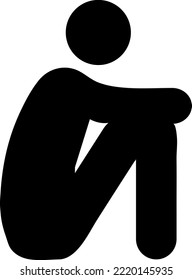 Sad man sitting. Depression icon concept isolated on white background..eps
