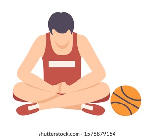 Sad Man Sitting on Floor Needed Support and Encouragement Vector Illustration