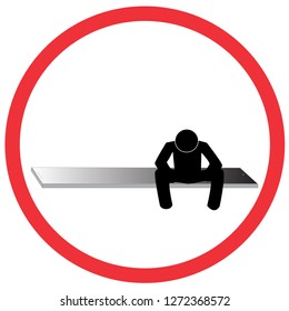 sad man sitting on mobile phone sign, caution road symbol sign and traffic symbol design concept, vector illustration. 