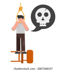 cosa triste del hombre sobre la ilustración suicida vector gráfico