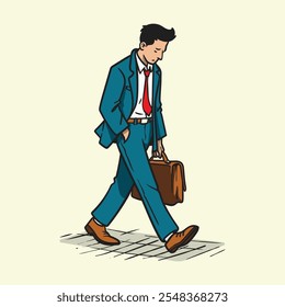 sad man walking, looking down and depressed