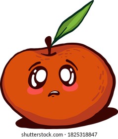 Sad mandarin, illustration, vector on white background