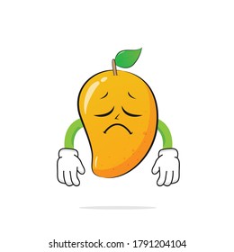 sad mango character on a white background -vector