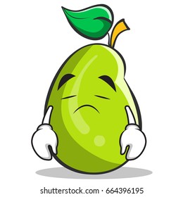 Sad mango fruit character cartoon vector illustration