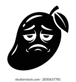 Sad mango fruit character vector graphic black and white with character illustration depressed expression