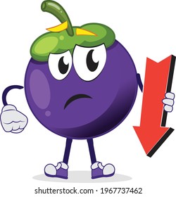 sad mangosteen character arrow in hand