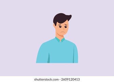 Sad man's face. Face expressions Concept. Colored flat vector illustration isolated