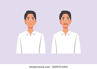 Sad man's face. Face expressions Concept. Colored flat vector illustration isolated