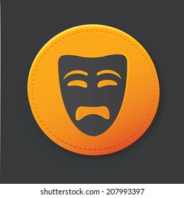 Sad mask button,clean vector