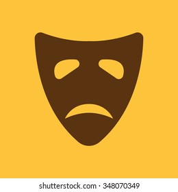 The sad mask icon. Tragedy and theater symbol. Flat Vector illustration
