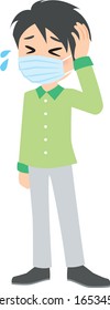 sad and mask man illust