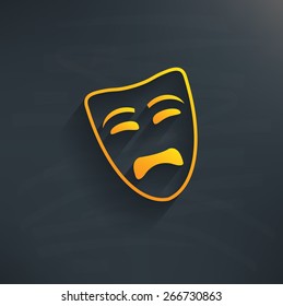 Sad mask on blackboard background,clean vector