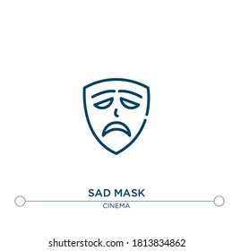 sad mask outline vector icon. simple element illustration. sad mask outline icon from editable cinema concept. can be used for web and mobile
