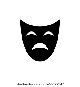 Sad mask vector icon on white background. Flat vector sad mask icon symbol sign from modern cinema collection for mobile concept and web apps design. Vector illustration. EPS10