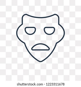 Sad Mask vector outline icon isolated on transparent background, high quality linear Sad Mask transparency concept can be used web and mobile