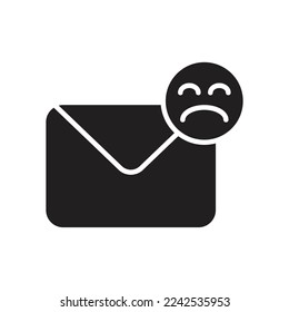 Traurige Nachricht Umschlag Symbol Design. Schlechte Nachrichten, rote Post, Warnschreiben, Rechnungen, Schulden, überfällige Zahlungen Vektor Konzept. einzeln auf weißem Hintergrund. 