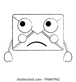 sad message envelope kawaii icon image