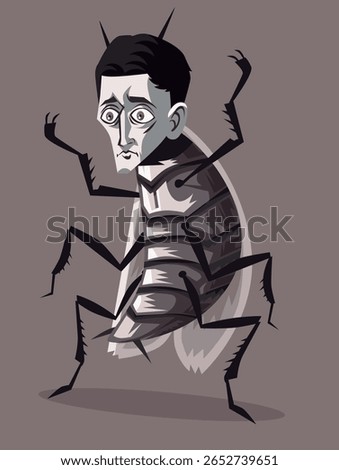 sad metamorphosis man turning into a bug