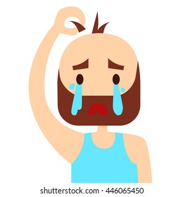 Sad middle aged man loses his hair. Vector illustration