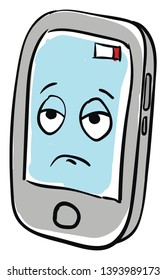 Sad mobile phone illustration vector on white background 