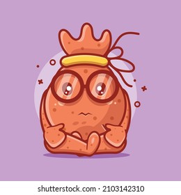 sad money bag character mascot isolated cartoon in flat style design