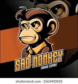 sad monkey esport logo vector