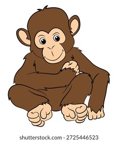 Macaco triste sentado isolado no fundo branco