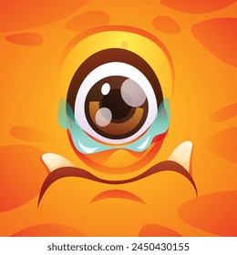 Sad monster character face expression. Vector cartoon illustration